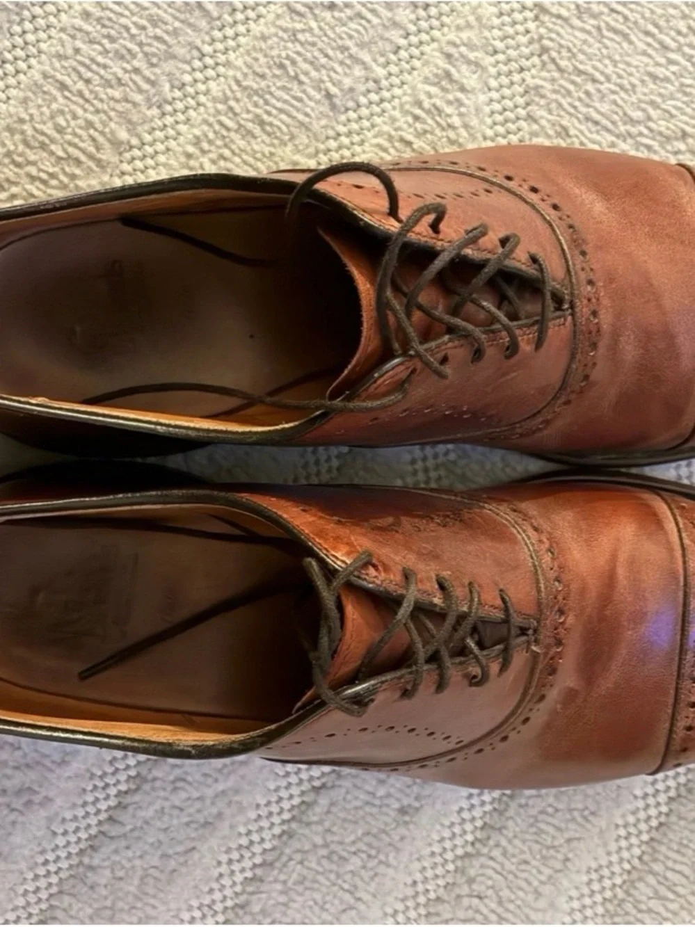 Allen Edmonds Brown Leather Cap-Toe Brogue Oxfords